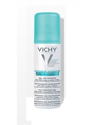 Vichy Anti transpirant Aérosol anti transpirant 48h, Anti-Traces Jaunes et Blanches, anti effet carton