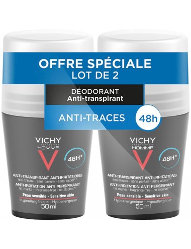 Vichy LOT*2 Homme Déodorant bille 48H anti-irritation