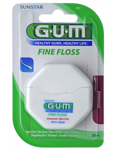 Gum Fil dentaire Fine Floss Cylindrique Non Ciré 55m