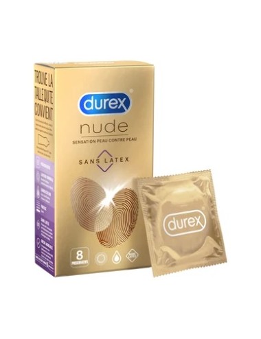 Durex Nude Sans Latex Sensation Peau contre Peau 8 préservatifs