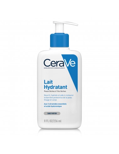 CeraVe Lait Hydratant 236 ml visage et corps + Crème Lavante 20 ml offerte pour les peaux sèches à très sèches