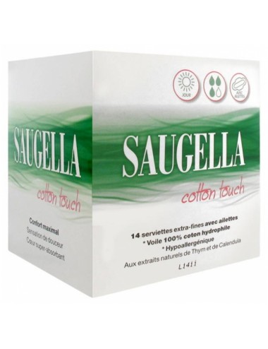 Saugella Cotton Touch Jour 14 Serviettes Extra-Fines