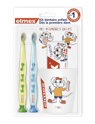 Elmex Kit dentaire Enfant Dentifrice + Brosse à dents 0-3 ans DUO + Gobelet