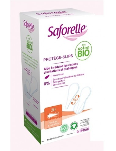 Saforelle Protège-slips Flexible et Extra-fin en Coton Bio x30