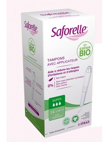 Saforelle Coton Protect 14 Tampons Bio Super avec Applicateur