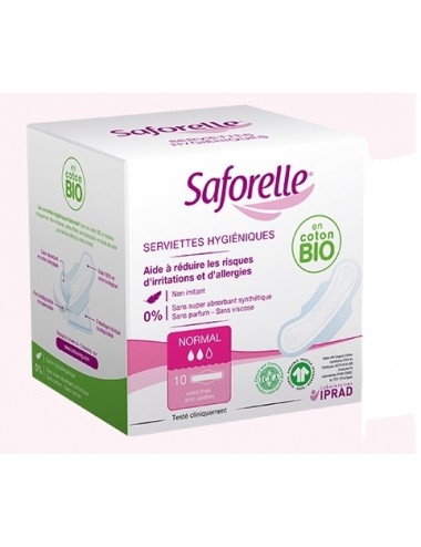 Saforelle Coton protect Bio Serviettes hygiéniques jour x10