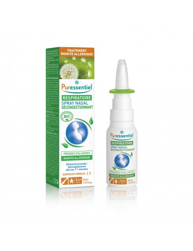 Puressentiel Respiratoire Spray Nasal Décongestionnant Allergies aux Huiles Essentielles Bio 30ml