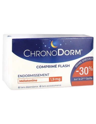 Chronodorm Mélatonine 1,9 mg Lot de 2 x 30 Comprimés Flash