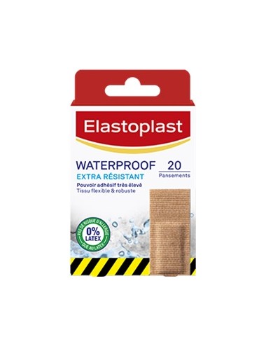 Elastoplast Waterproof Extra Résistants - 20 pansements - 1 format 26 x 76 mm