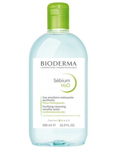 Bioderma Sébium H2O Eau micellaire Purifiante Visage et Yeux peaux mixtes à grasses 500ml