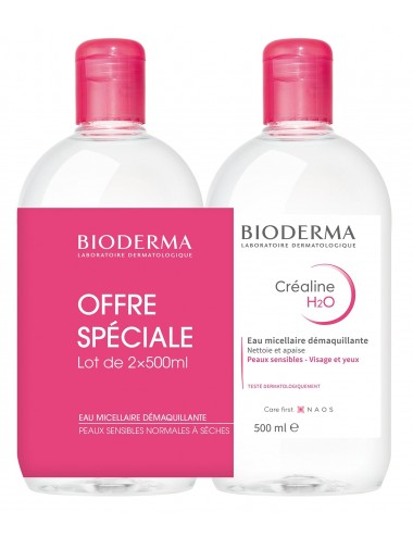 Bioderma Créaline H2O Eau Micellaire peaux sensibles normales à mixtes lot de 2x500ml