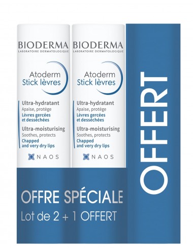 Bioderma Atoderm Stick Lèvres baume 3x4g