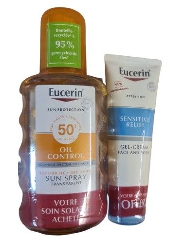 Eucerin Sun Protection SENSITIVE PROTECT Spray Transparent SPF 50 - 200ml + Après Solaire 50 ml OFFERT!
