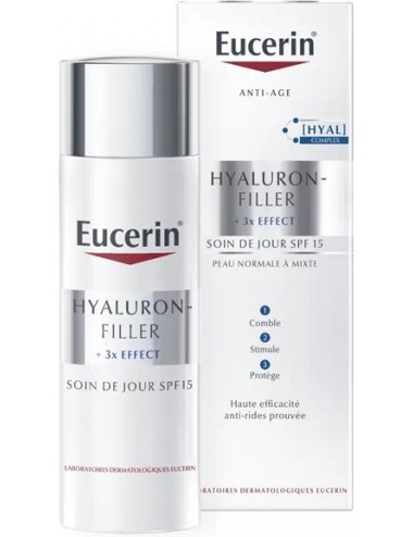 Eucerin Hyaluron-Filler + 3x Effect Soin de Jour SPF 15 Peau Normale à Mixte 50 ml