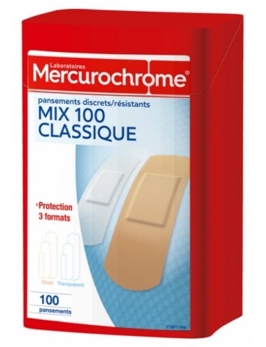 Mercurochrome Boîte 1ers Secours Multi-Usage 100 Pansements