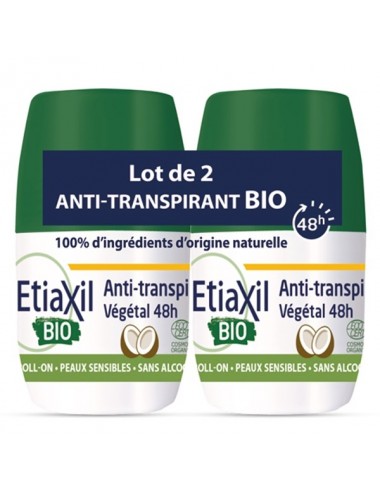 Etiaxil Déodorant Anti-Transpirant Végétal 48h Bio Lot de 2 x 50ml