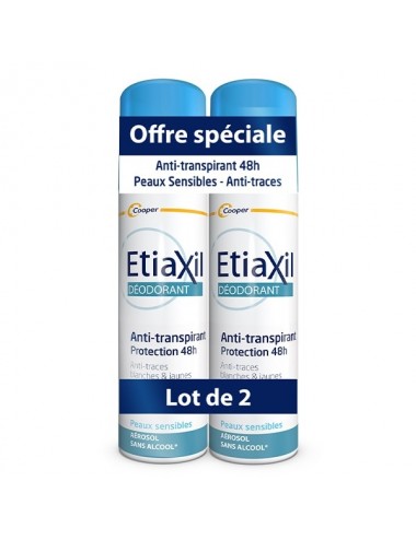 Etiaxil Déodorant Anti-Transpirant Protection 48h Aérosol Lot de 2 x 150ml