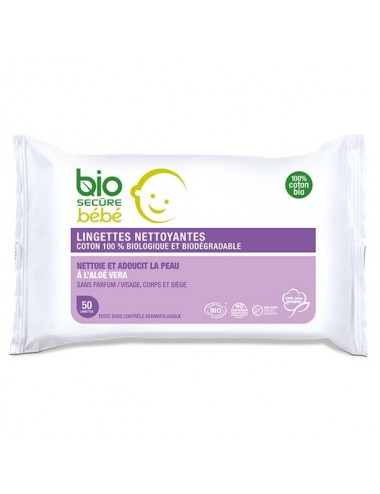 Bio Secure Bébé Lingettes Biodégradables 50 lingettes