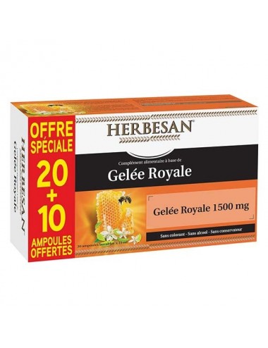 Herbesan Gelée Royale 1500mg 20 + 10 ampoules offertes