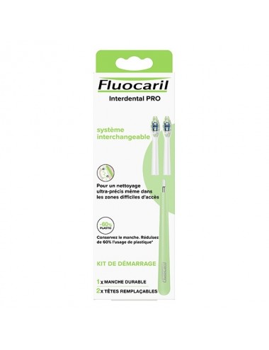Fluocaril Brosse à Dents Interdental PRO Souple Kit 1 Manche Durable + 2 Têtes Remplaçables