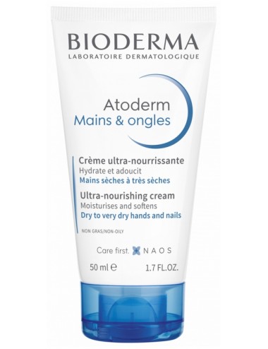 Bioderma Atoderm Crème mains & ongles Ultra Nourrissante pour mains sèches abîmées 50ml