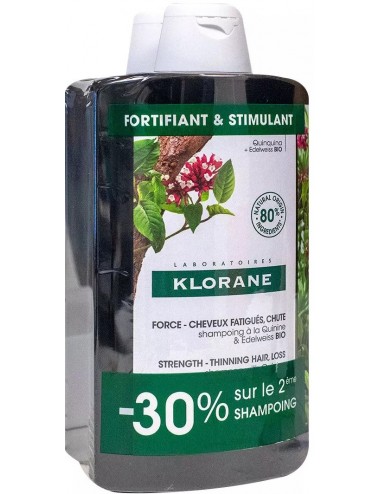 Klorane Shampoing à la Quinine & Edelweiss BIO lot de 2 x 400ml