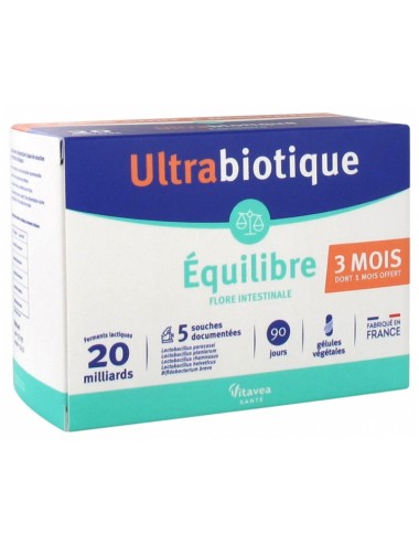 Nutrisanté Ultrabiotique Équilibre 90 Gélules Végétales (dont 30 Offertes)
