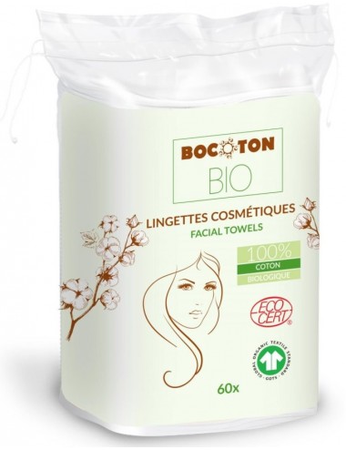 Bocoton Lingettes sèches Multi-Usages en Coton Bio x 60