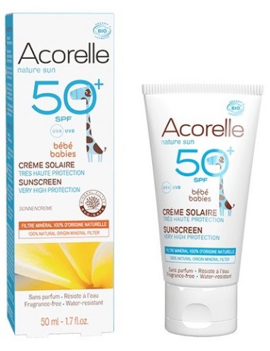 Acorelle Crème Solaire Bébé SPF50+ BIO Certifiée 50ml