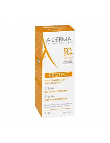 Aderma Protect Crème Solaire Visage SPF50+ Sans Parfum 40ml