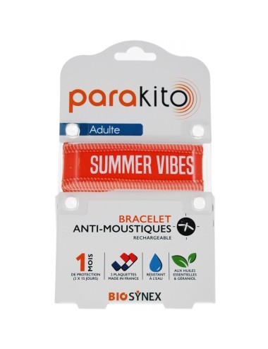 Parakito Bracelet Anti-Moustiques Rechargeable Adulte - Good Vibes Orange