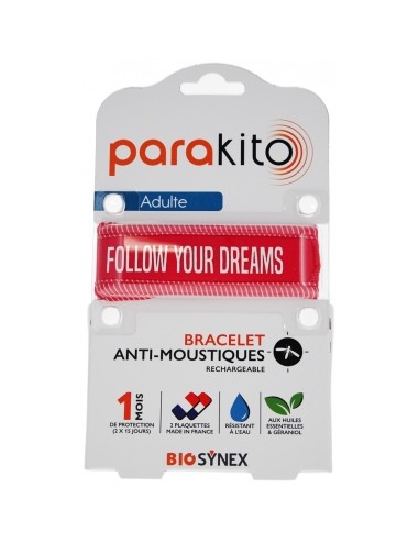 Parakito Bracelet Anti-Moustiques Rechargeable Adulte - Good Vibes Fuschia