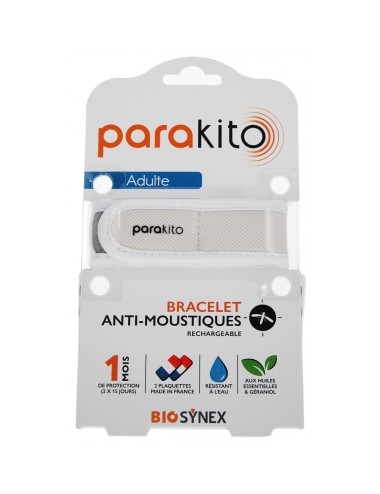 Parakito Bracelet Anti-Moustiques Rechargeable Adulte - Blanc