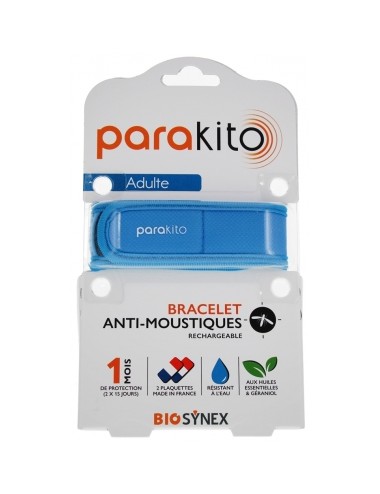 Parakito Bracelet Anti-Moustiques Rechargeable Adulte - Bleu