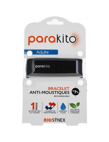 Parakito Bracelet Anti-Moustiques Rechargeable Adulte - Noir