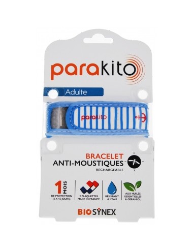 Parakito Bracelet Anti-Moustiques Rechargeable Adulte - Graphic Marin Bleu