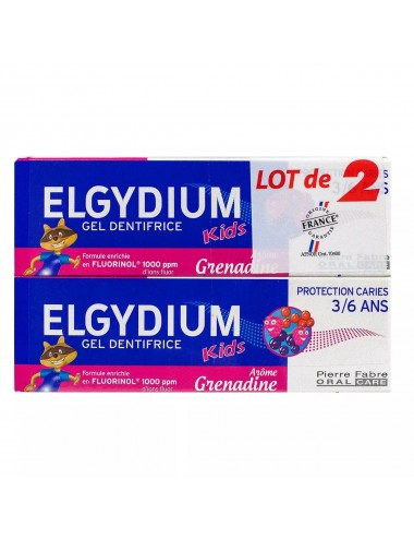 Elgydium Kids Grenadine Dentifrice Enfant 3/6 ans 2x50ml