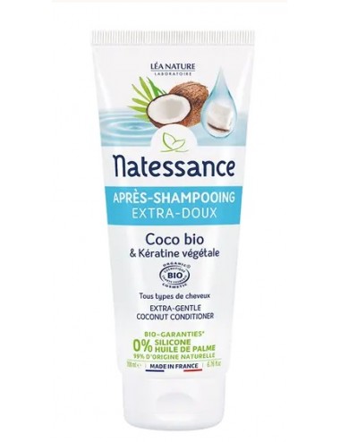 Natessance Après-Shampoing Extra-Doux Coco Bio et Kératine Végétale 200ml 