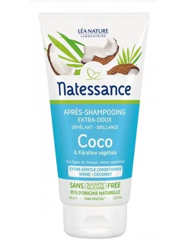 Natessance Après-Shampoing Extra-Doux Coco Bio et Kératine Végétale 150ml 