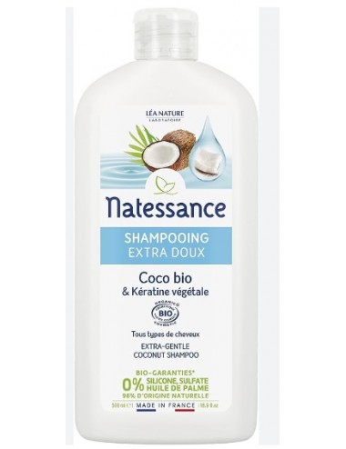 Natessance Shampoing Extra-Doux Coco Bio et Kératine Végétale 500ml
