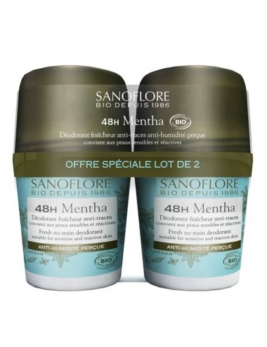 Sanoflore Déodorant 48h Mentha Certifié Bio 2x50ml