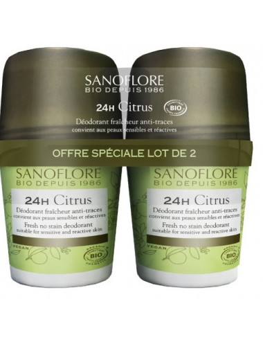 Sanoflore Déodorant 24h Citrus Certifié Bio 2x50ml