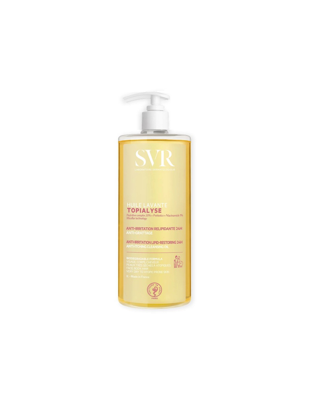 SVR Topialyse Gel Lavant 1 L est un gel lavant doux anti-dessèchement sans  savon, qui nettoie en douceur et protège les peaux