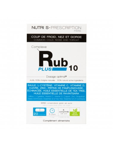 Nutri S-Prescription Rub10 Plus Coups de Froid Nez et Gorge 20 Comprimés