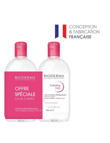 Bioderma Créaline H2O Eau Micellaire peaux sensibles normales à mixtes lot de 2x500ml