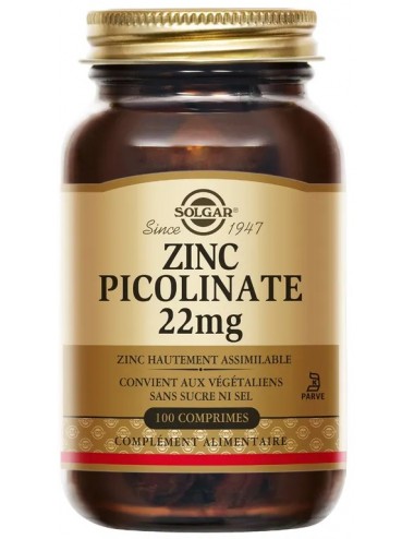 Solgar Zinc Piclinate 22mg 100 gélules 