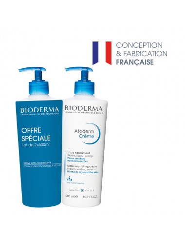 Bioderma Atoderm Crème Nourrissante du Quotidien Visage et Corps 2x500ml