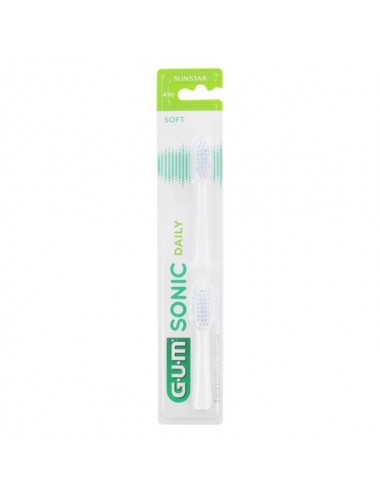 Gum Brosse à Dents Electrique N°4110 Sonic Daily Recharge Soft Blanche 2 unités