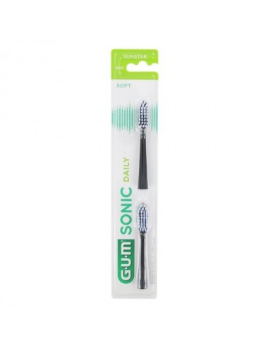 Gum Brosse à Dents Electrique N°4110 Sonic Daily Recharge Ultra Soft Noire 2 unités