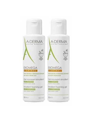 Aderma Exomega Control Gel Moussant Émollient 2x500ml